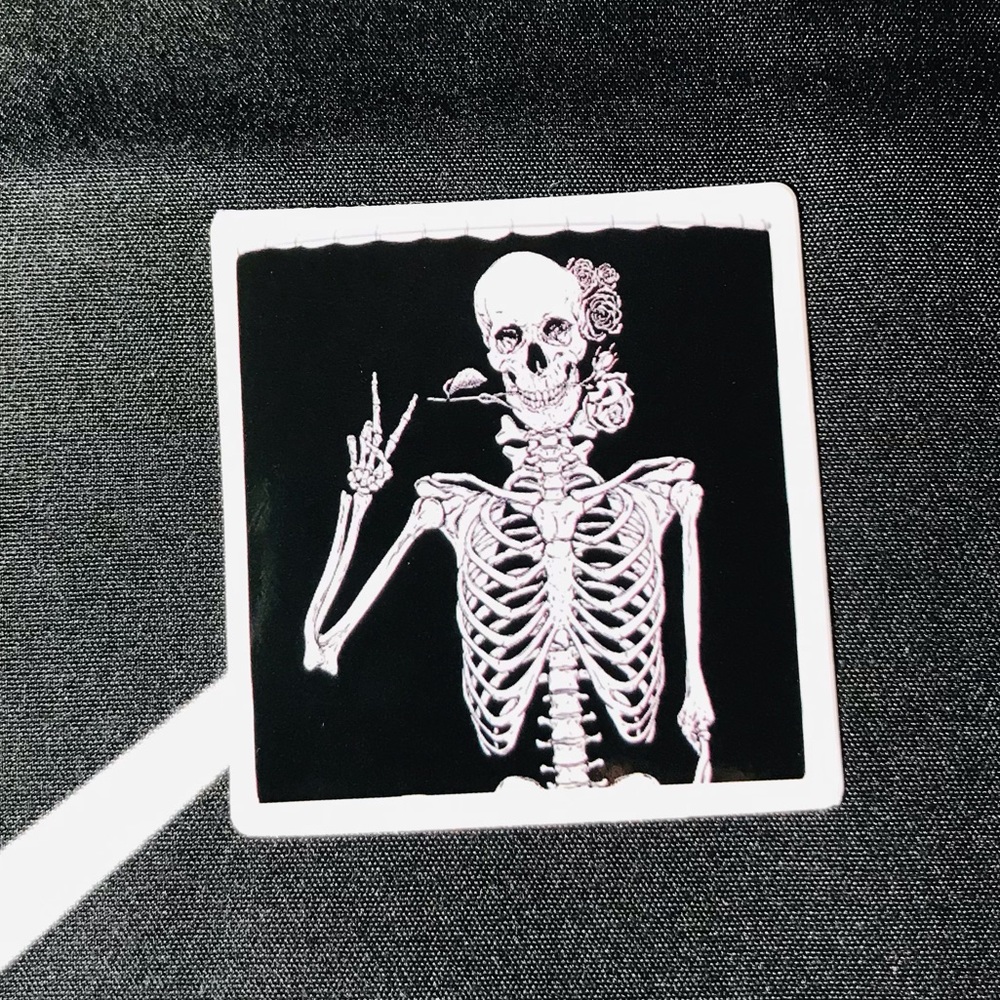 NEW Peace Skeleton Spooky Scary Creepy Cool Sticker Waterproof Halloween Horror - Picture 4 of 5